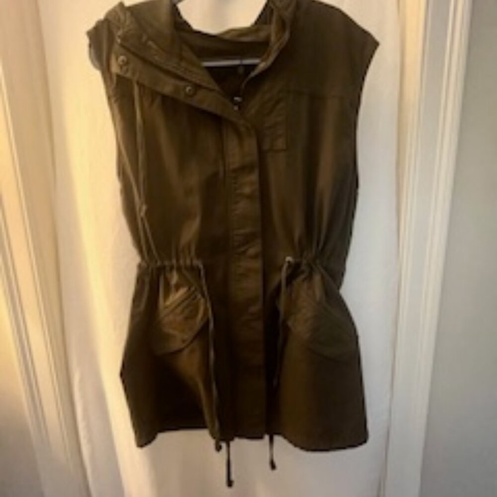 The Kooples Vest with hood -Green/Brown (army green) Heavy 100% cotton- Large